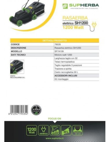 SUPHERBA RASAERBA 1200W TG.32 SUPHERBA RASAERBA 1200W TG.32