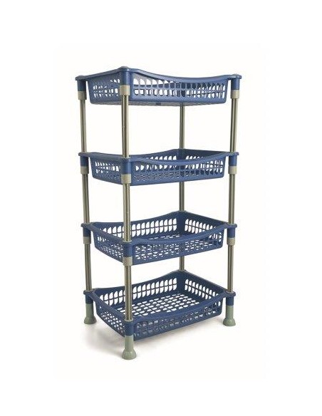 CESTINO CUCINA 4 RIPIANI RETTANGOLARE BLU