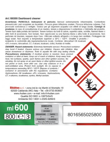 LUCIDA CRUSCOTTI SPRAY 600 ML RHUTTEN LUCIDA CRUSCOTTI SPRAY 600 ML RHUTTEN