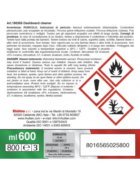 LUCIDA CRUSCOTTI SPRAY 600 ML RHUTTEN