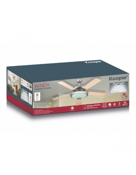 VENTILATORE A SOFFITTO 5 PALE LEGNO CON LUCE E TELECOMANDO