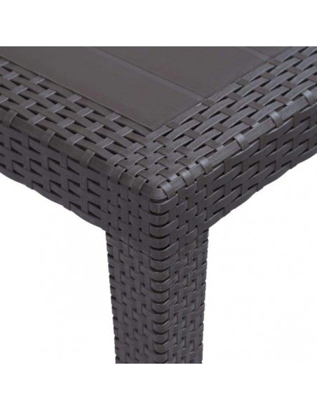 TAVOLO "QUEEN" EFFETTO RATTAN ALLUNGABILE 90X220CM ANTRACITE