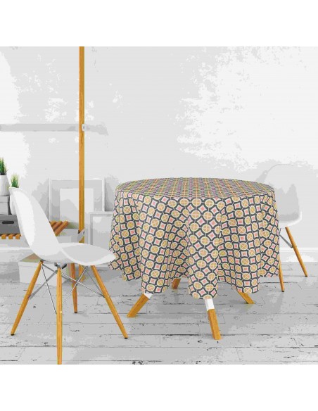 TOVAGLIA POLICOT ANNI 70  TONDA 160CM 6 COLORI ASSORTITI