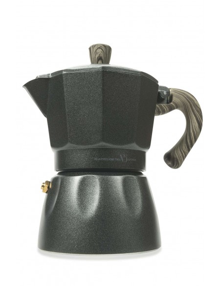 BUON CAFFÈ CAFFETTIERA ANTRACITE MANICO LEGNO 3TA