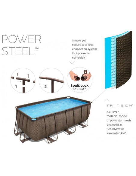 PISCINA RETTANGOLARE FUORI TERRA "RATTAN" 412X201