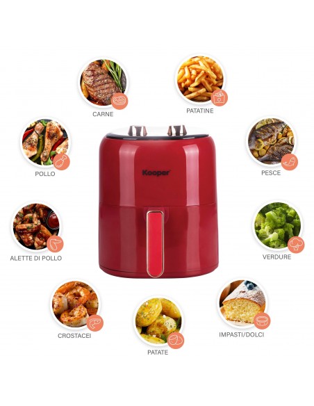 FRIGGITRICE ARIA 5,5LT 1400W ROSSO E MANOPOLE SOR