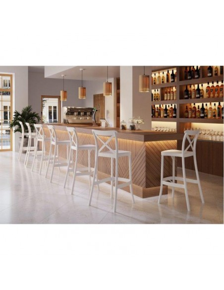 SGABELLO ALTO CON SCHIENALE BIANCO MOD. DALIA