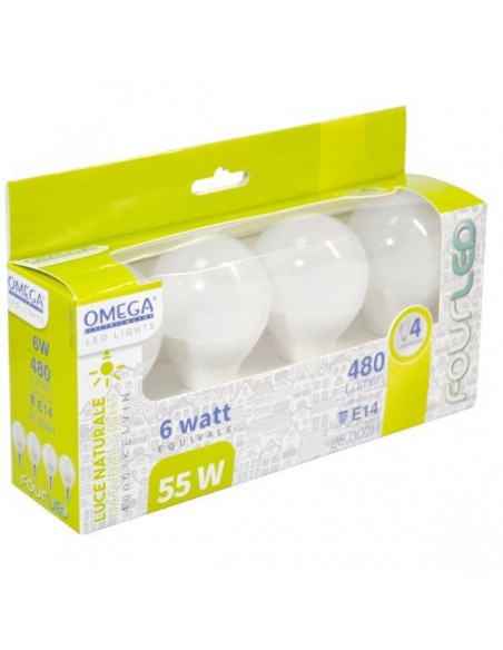 SET 4 SFERA 6W LED 4000K 480LM E14