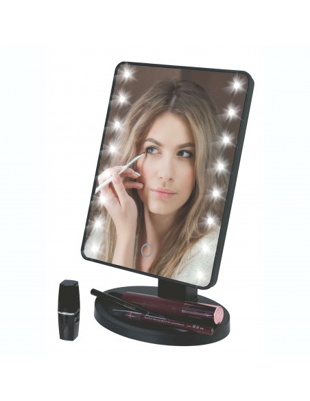 SPECCHIO TRUCCO 16 LED NERO