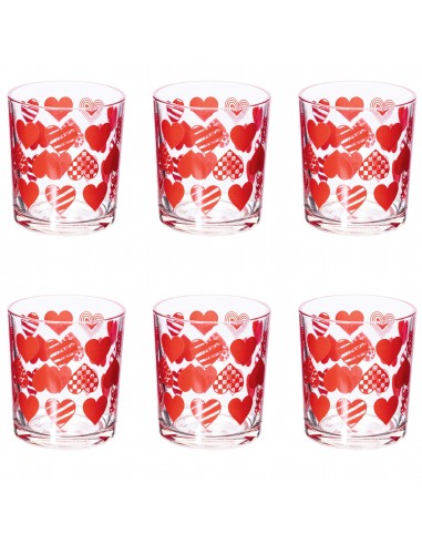 SET 6 BICCHIERI VETRO 270ML CUORI SET 6 BICCHIERI VETRO 270ML CUORI