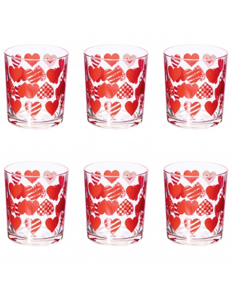 SET 6 BICCHIERI VETRO 270ML CUORI