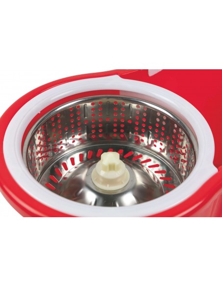 SUPER MOP ROSSO 120CM CESTELLO IN ACCIAIO CON RUOTE