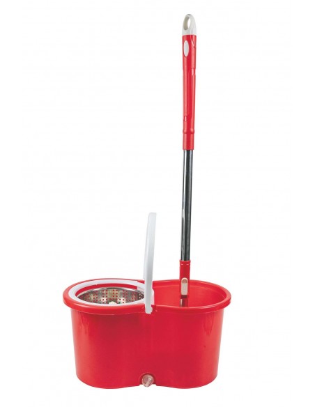 SUPER MOP ROSSO 120CM CESTELLO IN ACCIAIO CON RUOTE