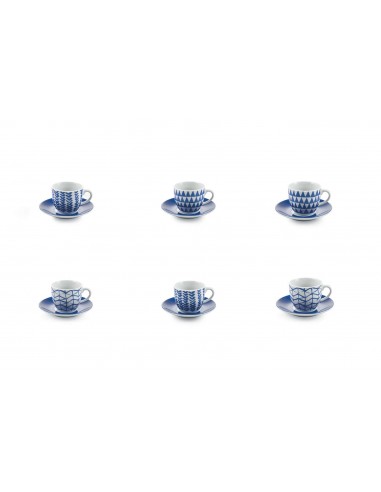 TRIBAL INDACO SET 6 TAZZINE CAFFE'CON P TRIBAL INDACO SET 6 TAZZINE CAFFE'CON P