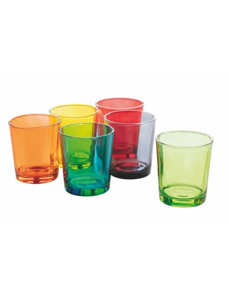 SET 6 BICCHIERI VETRO 370 ML 6 COLORI ASSORTITI