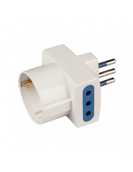 ADATTATORE PLURISTANDARD CON SPINA 10A 2P + T