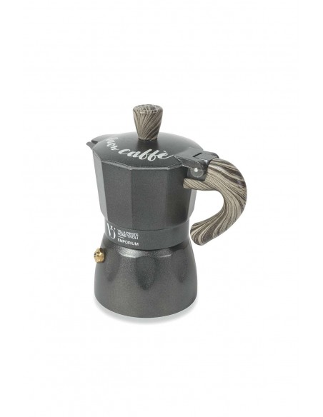 BUON CAFFÈ CAFFETTIERA ANTRACITE MANICO LEGNO 1TA