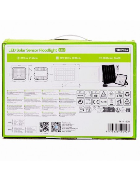 FARO LED SOLARE 120W CON PIR 6500K