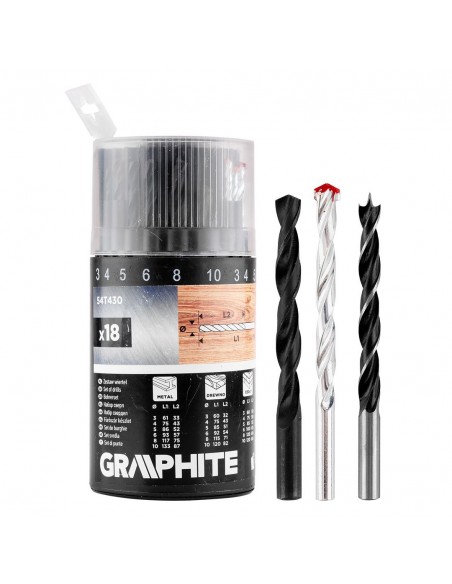 SET DI PUNTE UNIVERSALI GRAPHITE 18 PEZZI