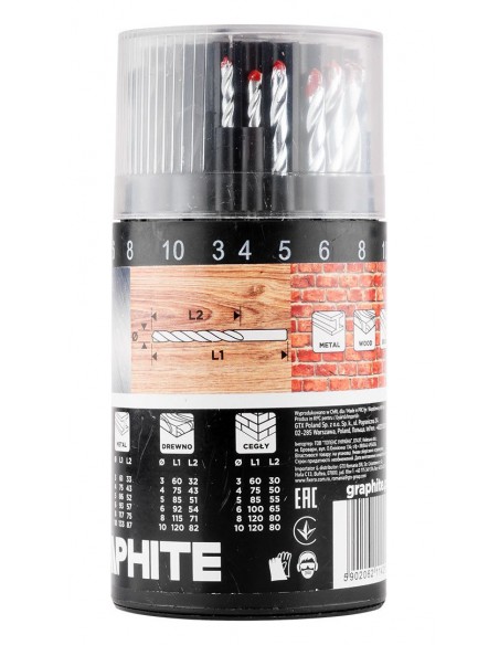 SET DI PUNTE UNIVERSALI GRAPHITE 18 PEZZI