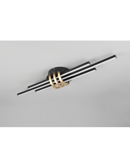 "CINTO" PLAFONIERA LED 3 LUCI NERO/ORO 80CM