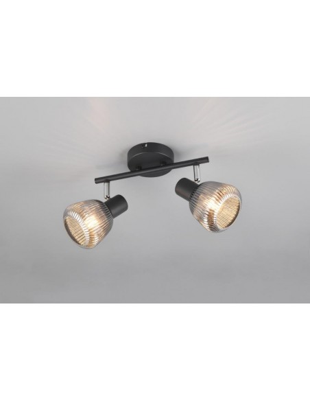 "TARIFA" BARRA 2 LUCI NERO/VETRO RIGATO L25