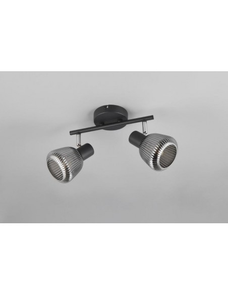 "TARIFA" BARRA 2 LUCI NERO/VETRO RIGATO L25