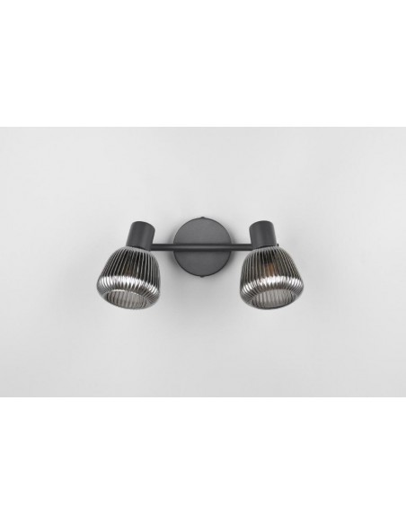 "TARIFA" BARRA 2 LUCI NERO/VETRO RIGATO L25