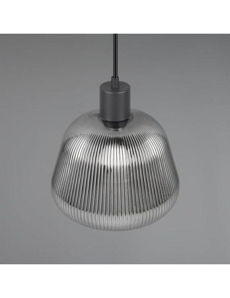 "TARIFA" SOSPENSIONE NERO/VETRO RIGATO D22