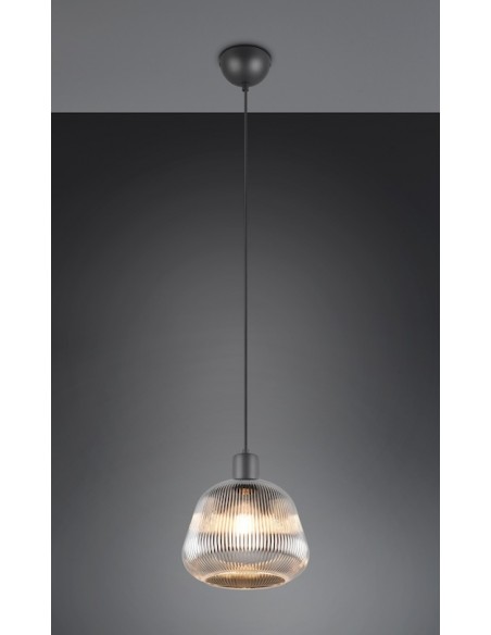 "TARIFA" SOSPENSIONE NERO/VETRO RIGATO D22