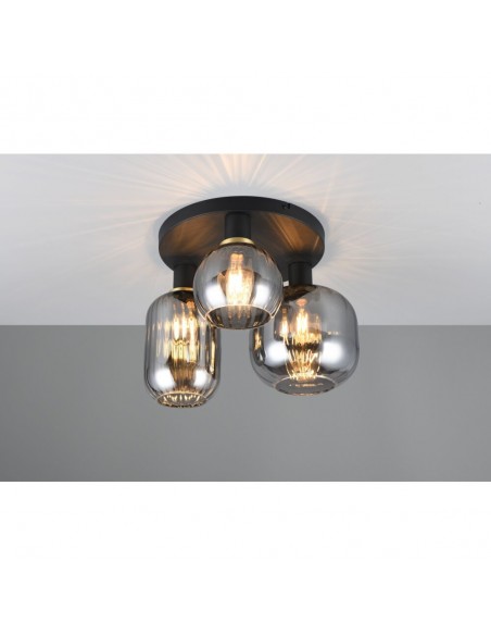 "DIVA" PLAFONIERA 3 LUCI NERO/VETRO CROMO D30