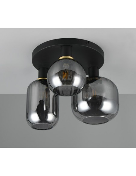 "DIVA" PLAFONIERA 3 LUCI NERO/VETRO CROMO D30