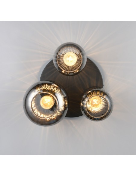 "DIVA" PLAFONIERA 3 LUCI NERO/VETRO CROMO D30