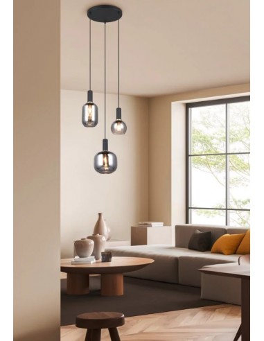 "DIVA" SOSPENSIONE 3 LUCI NERO/VETRO... "DIVA" SOSPENSIONE 3 LUCI NERO/VETRO...