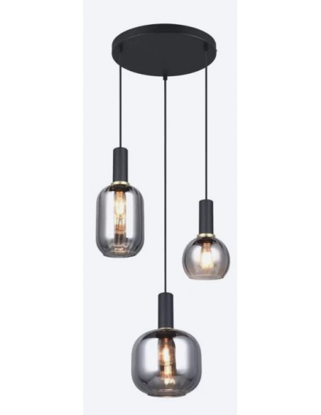 "DIVA" SOSPENSIONE 3 LUCI NERO/VETRO CROMO D30