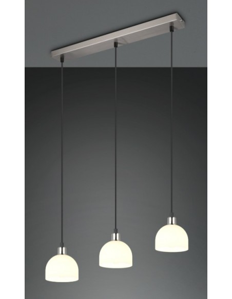 "MOLLY" SOSPENSIONE 3 LUCI ACCIAIO/VERO BIANCA L60