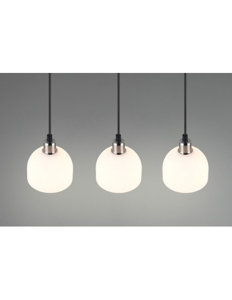 "MOLLY" SOSPENSIONE 3 LUCI ACCIAIO/VERO BIANCA L60