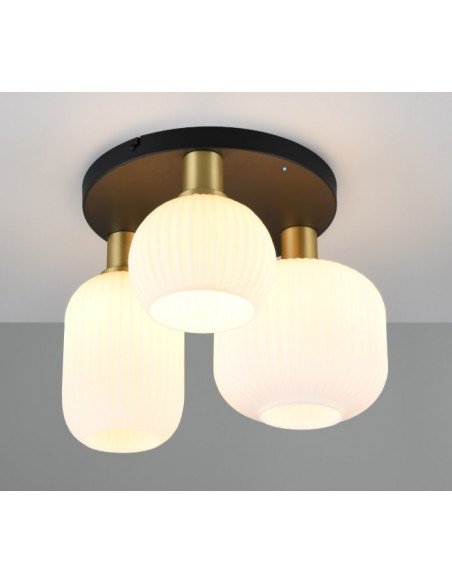 "DIVA" PLAFONIERA 3 VETRI OTTONE SATINATO D30