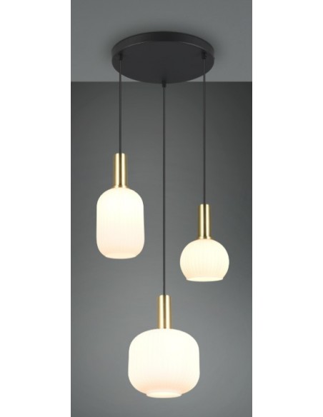 "DIVA" SOSPENSIONE 3 VETRI RIGA OTTONE SATINATO D30