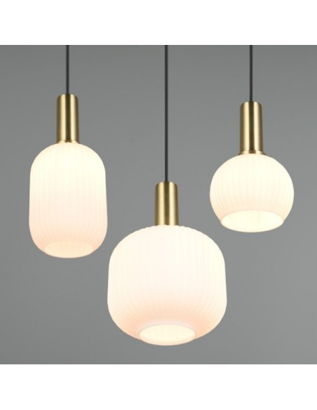 "DIVA" SOSPENSIONE 3 VETRI RIGA OTTONE SATINATO D30