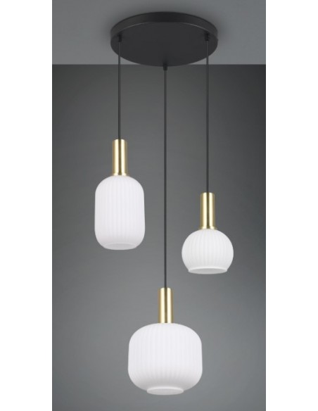 "DIVA" SOSPENSIONE 3 VETRI RIGA OTTONE SATINATO D30