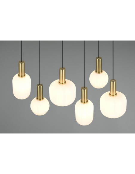 "DIVA" SOSPENSIONE 6 VETRI RIGA OTTONE SATINATO L85