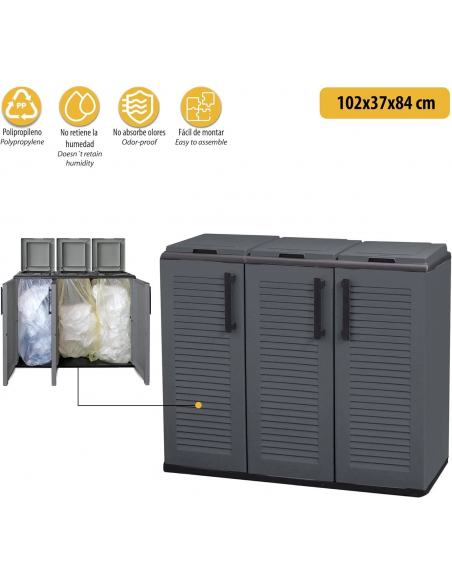 MOBILETTO DIFFERENZIATA EASY3 102x37x84cm ARTPLAST