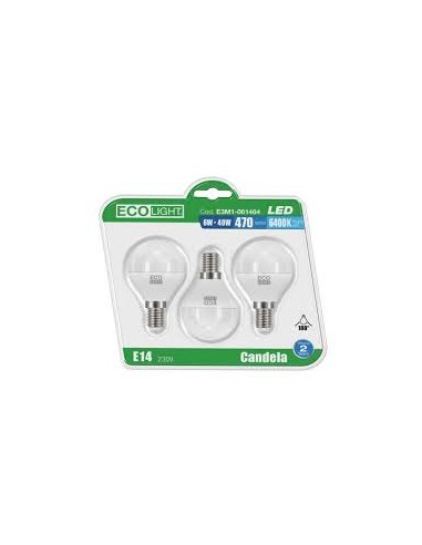 SET 3 LAMPADINE ECOLIGHT SFERA 6W E14... SET 3 LAMPADINE ECOLIGHT SFERA 6W E14...
