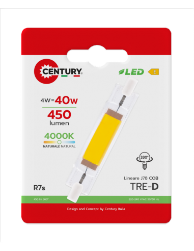 LAMPADINA TRE-D COB LINEARE 4W R7S 4000K LAMPADINA TRE-D COB LINEARE 4W R7S 4000K