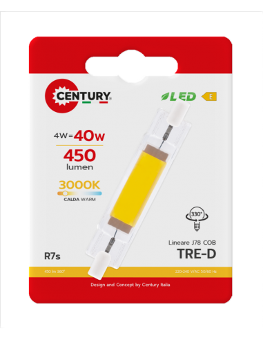 LAMPADINA TRE-D COB LINEARE 4W R7S 3000K LAMPADINA TRE-D COB LINEARE 4W R7S 3000K
