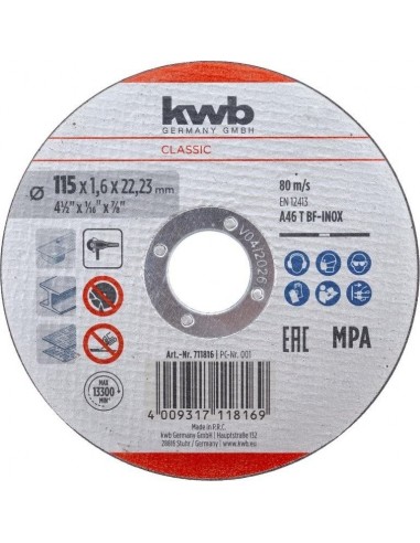 DISCO DA TAGLIO PER METALLO 115X1,6 DISCO DA TAGLIO PER METALLO 115X1,6