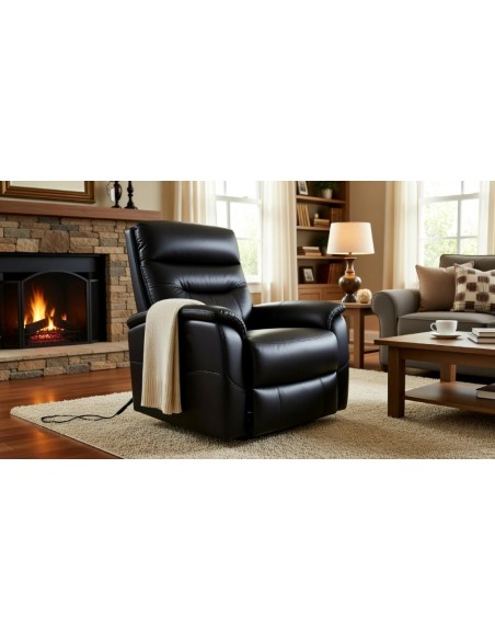 POLTRONA RECLINER MOTORIZZATA SOFT CON RIVESTIMENTO IN ECOPELLE COLORE NERO
