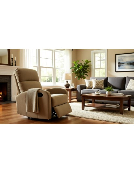 POLTRONA RECLINER IN TESSUTO COLORE BEIGE