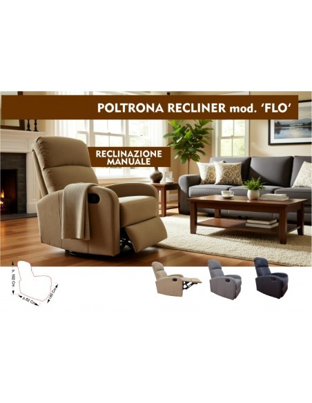 POLTRONA RECLINER IN TESSUTO COLORE BEIGE